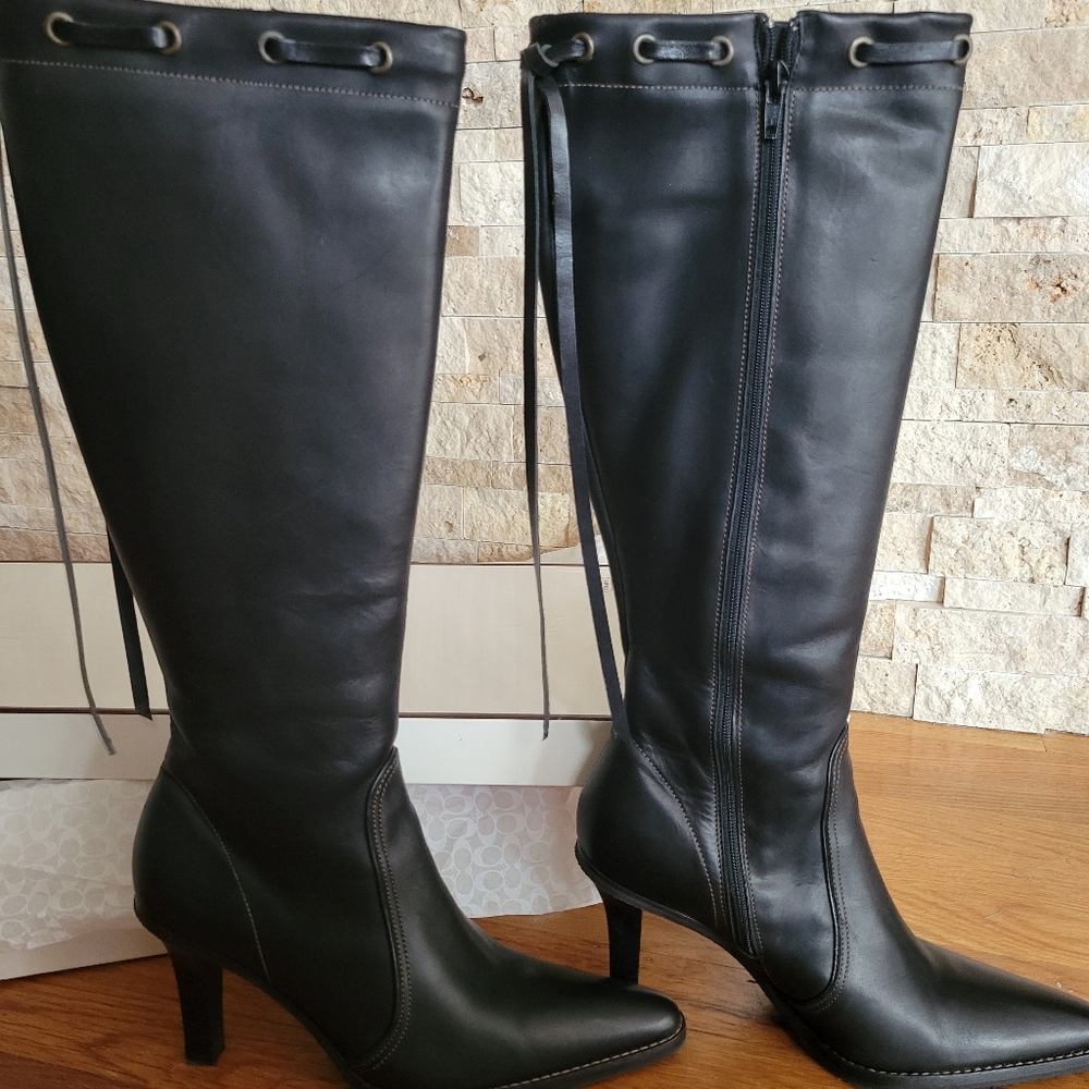 Brand New Black Leather Coach Boots